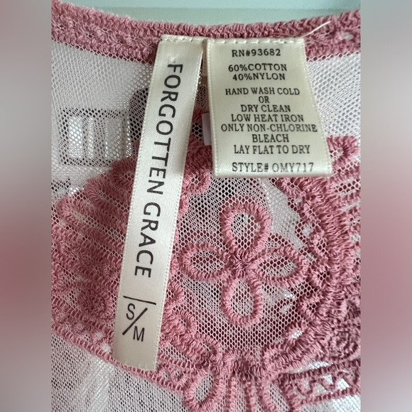 Forgotten Grace Womens Pink Lace Kimono Fairy Core Boho Festival Ethereal Small - Picture 3 of 9